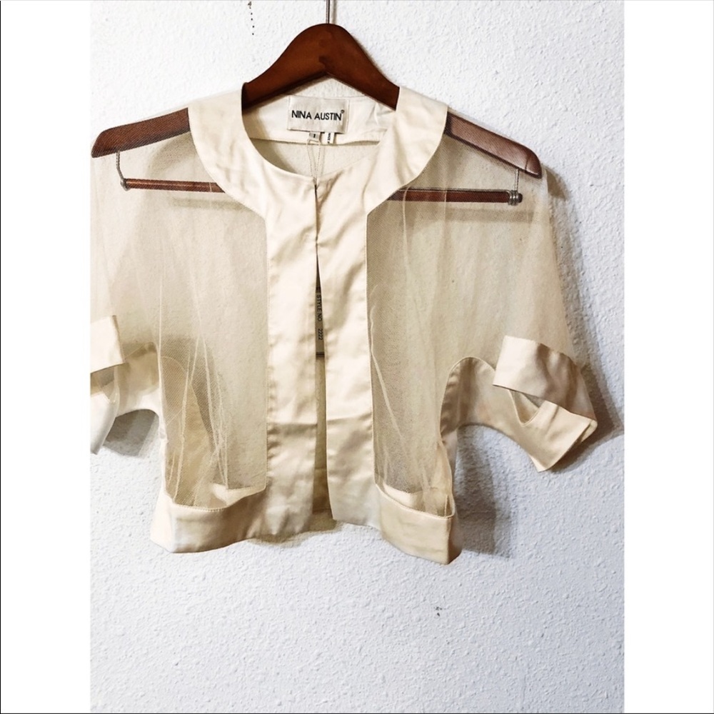 Nina Austin mesh cropped shrug/bomber